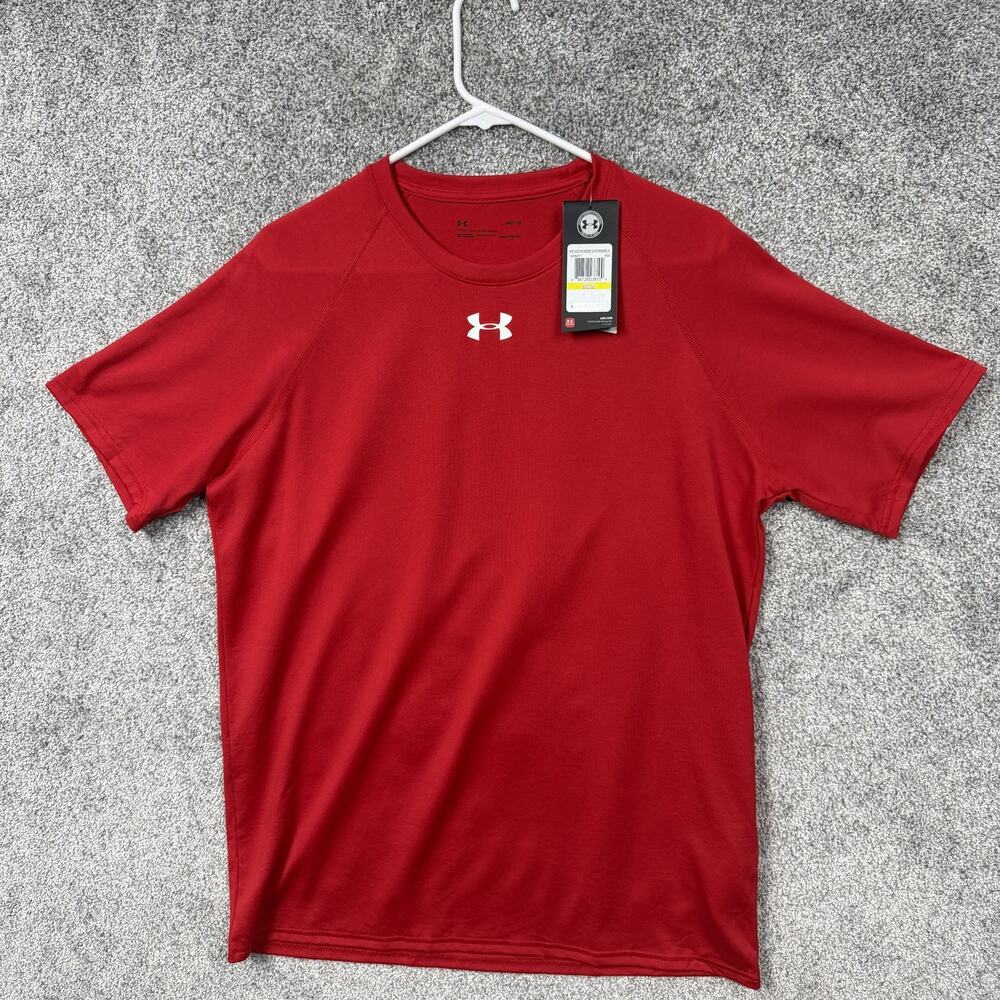 Under Armour Shirt Mens Medium Red HeatGear Loose Athletic Performance 1268471